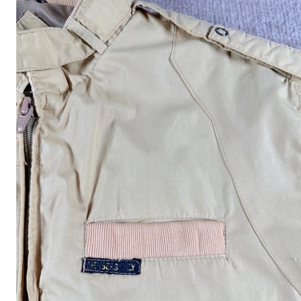 Vintage Members Only Racer Jacket Tan Beige Mens Bomber Zip Up Epaulettes‎ L